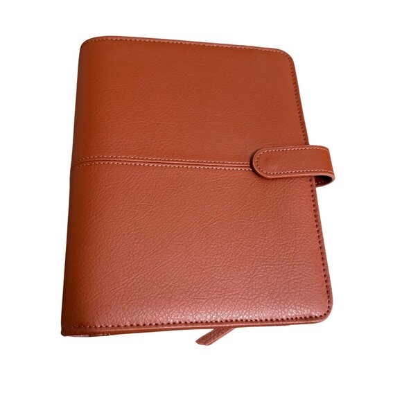 Franklin Covey Anna Succulent Caramel Leather Snap Closure Classic Binder NEW - Picture 1 of 5